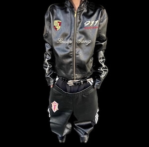 ブラックレザーレーシングショートジャケット