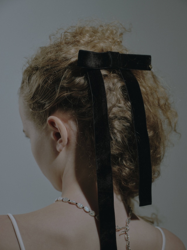 velvet ribbon barrette black