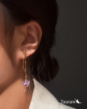 【ヴァイオレット】ミラーボール煌めき ピアス・イヤリング｜プレシオサ使用 受注生産