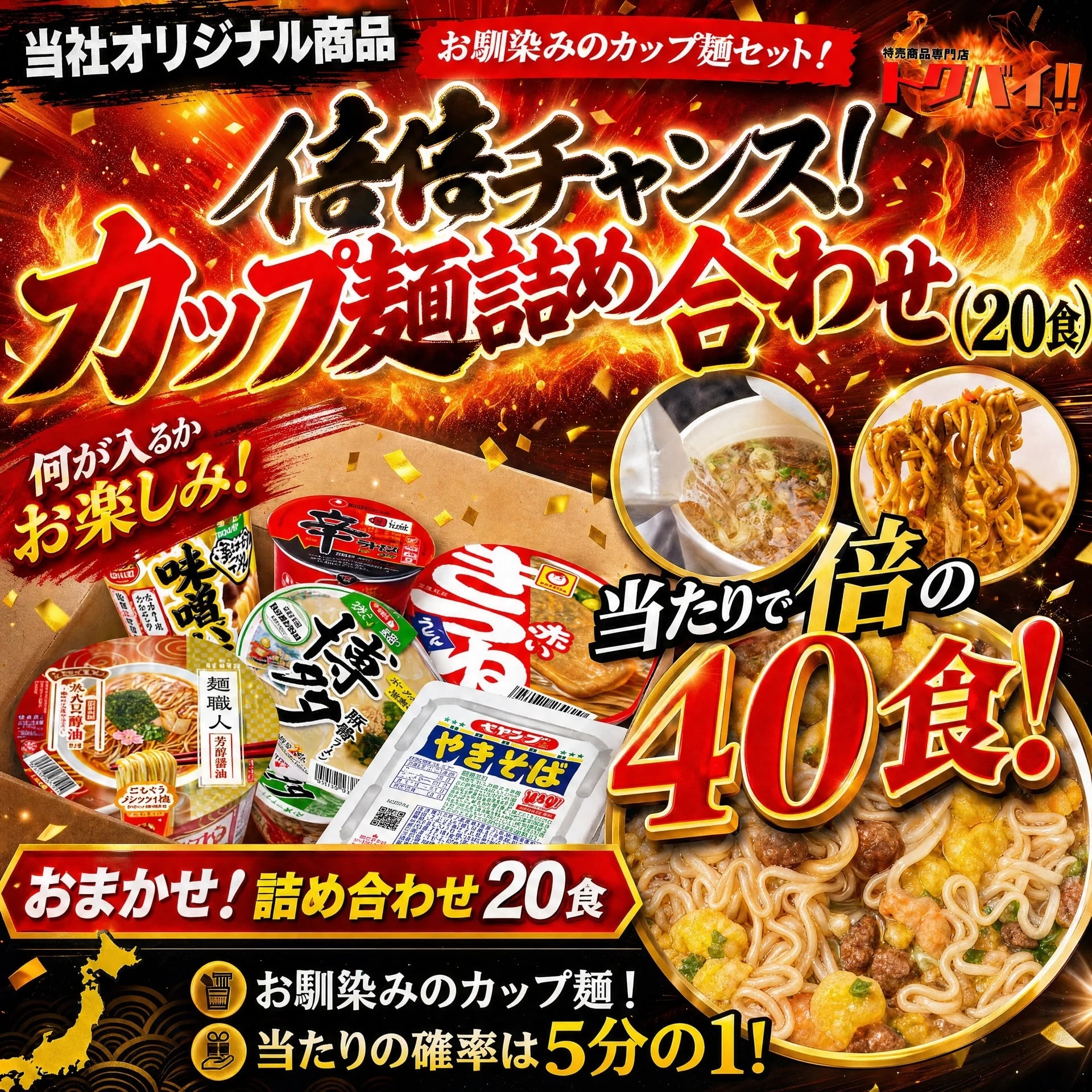 【倍倍チャンス!】カップ麺詰め合わせ|ガチャ|当たり付き|20食|定番|ご当地|ご当地麺|カップラーメン|カップ麺|ご当地ラーメン|抽選|うどん|そば|ラーメン|