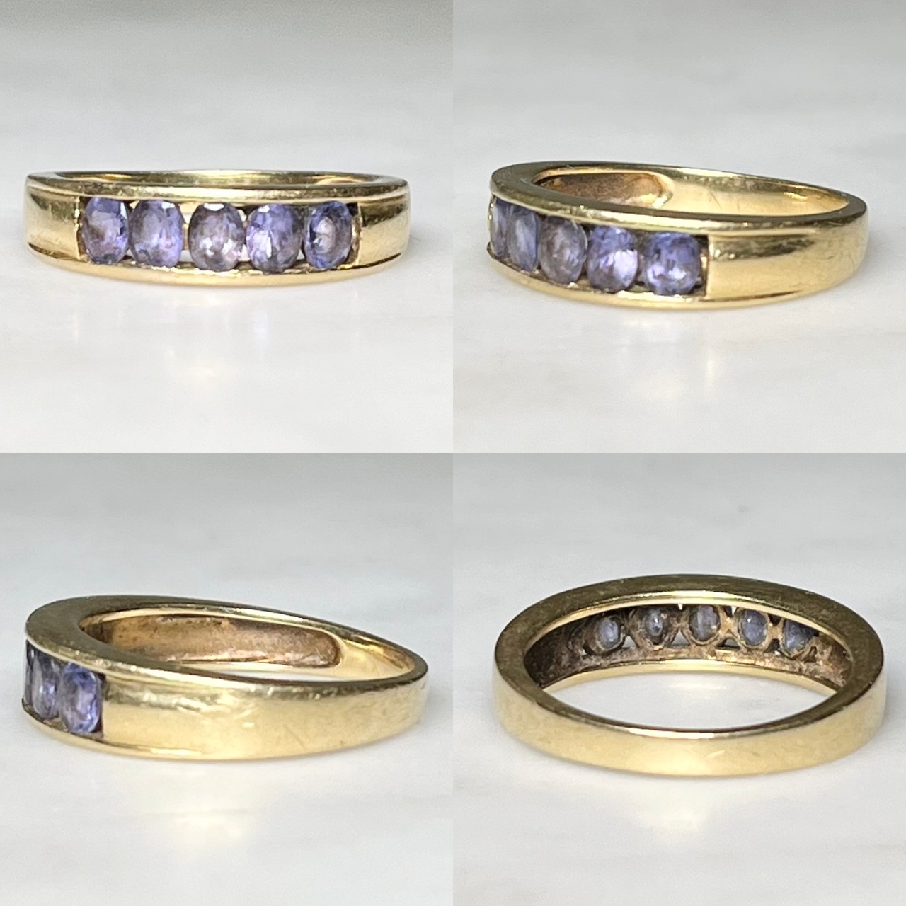 vintage 9ct gold ring set with rhinestone