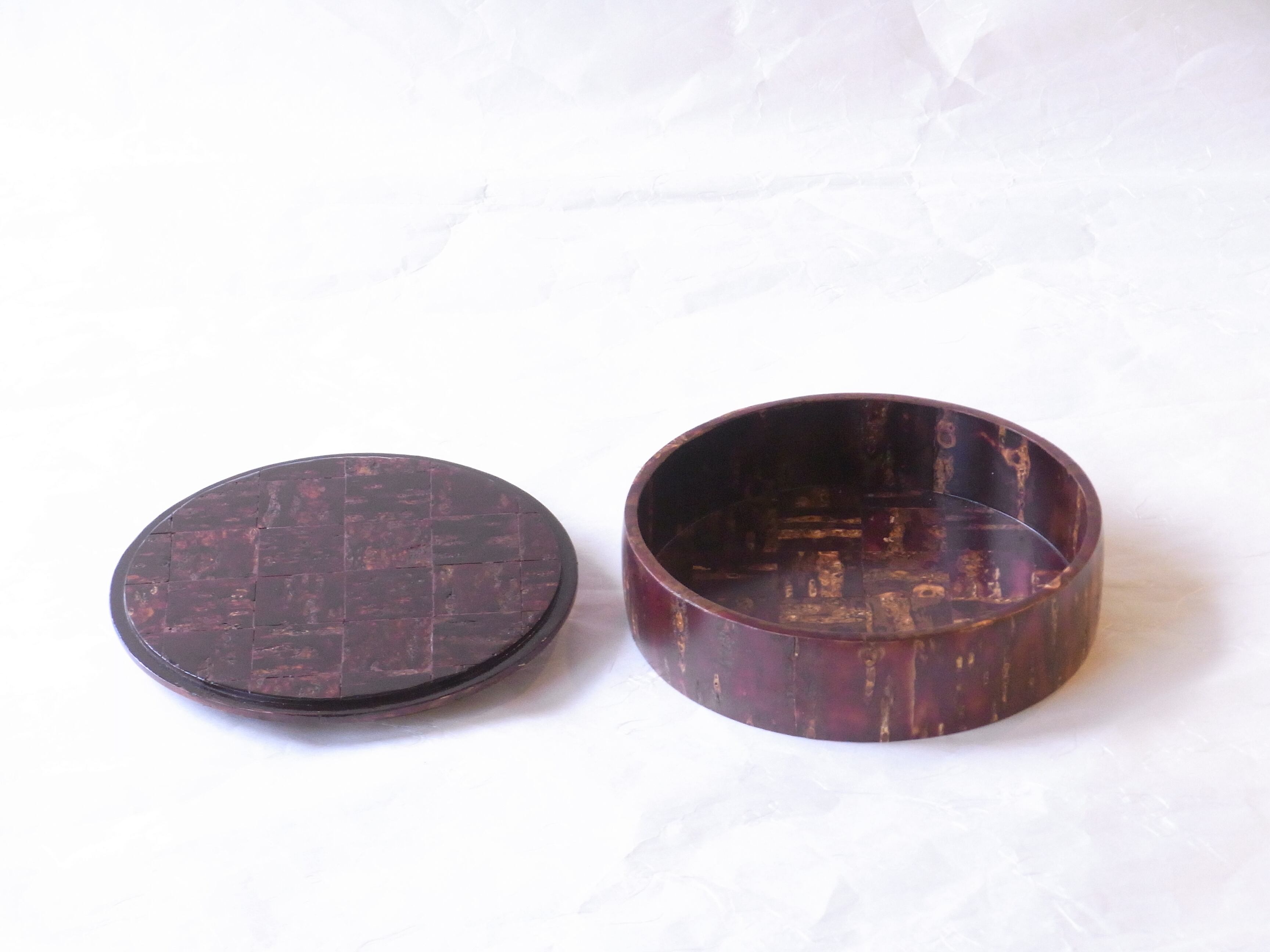 桜皮細工（樺細工）木製 丸 蓋付菓子器 | 小林漆陶