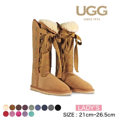 [UGG 1974] リボン レースアップ トール ムートンブーツ