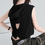 back cutout hoodie tops / l0599