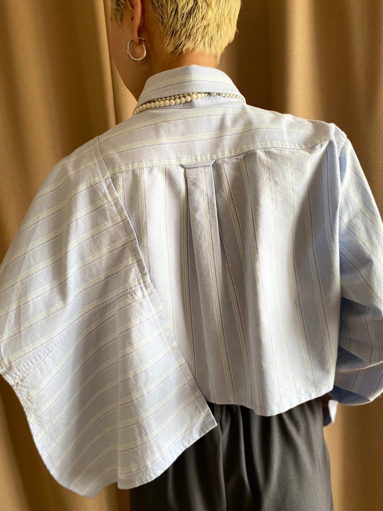 frill shoulder design remake shirt-4173-6