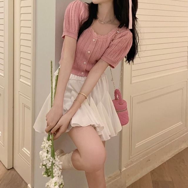 スイートクロップドニットカーディガン＊T078