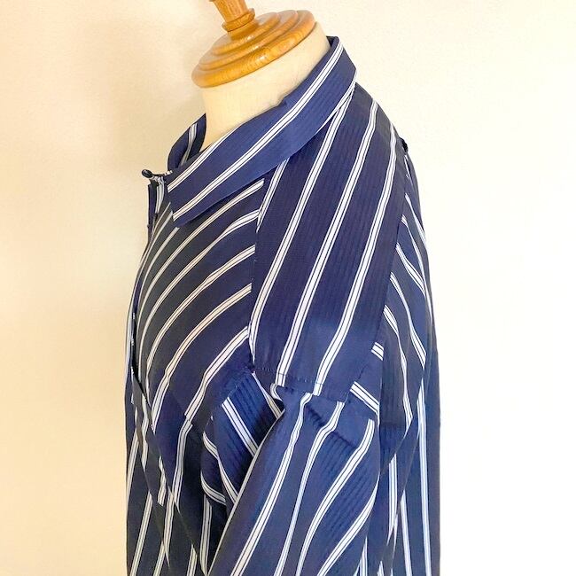 Stripe Print Open Collar Shirts Navy | 武蔵小杉のセレクトショップ