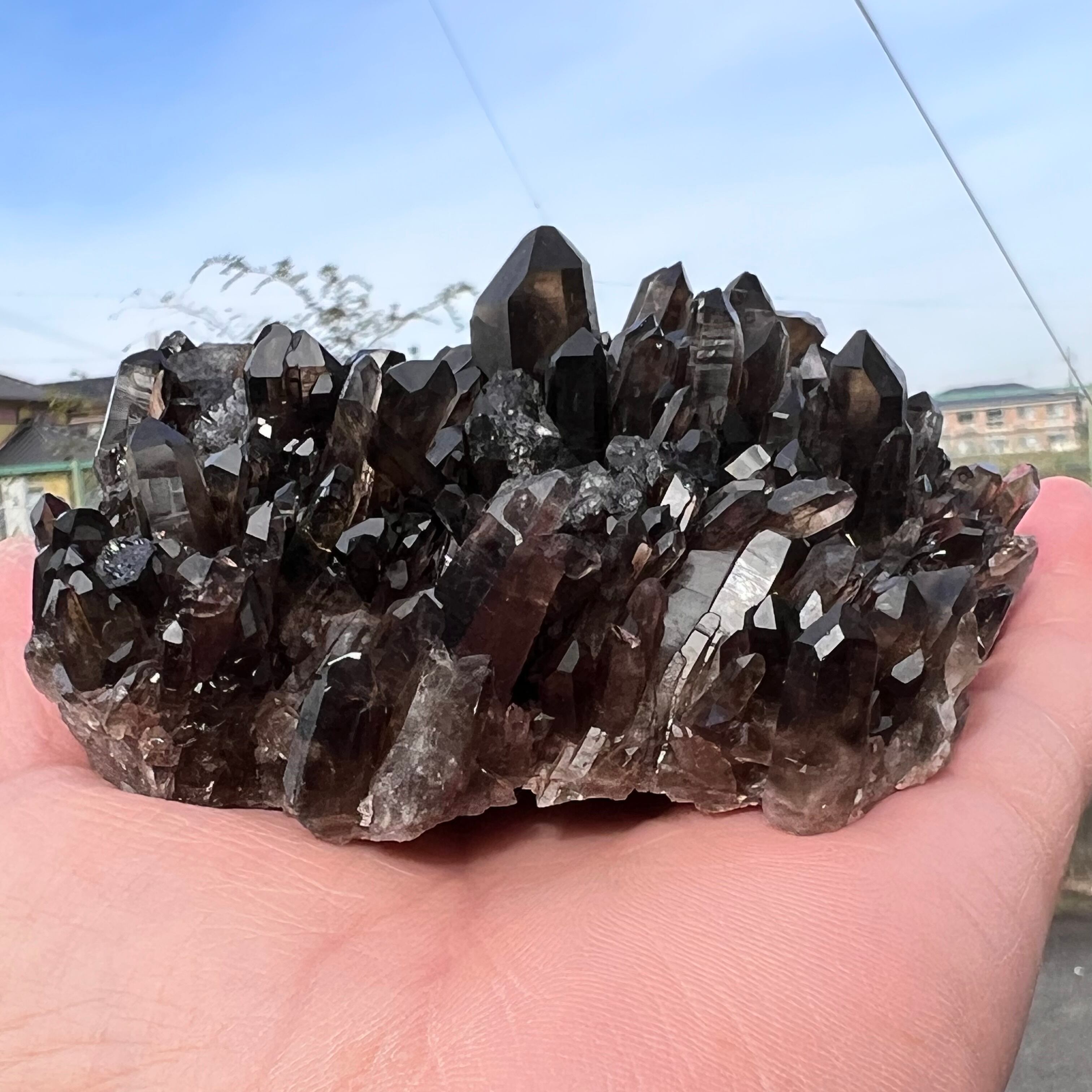 【美品✨キラキラ 魔よけ モリオンクラスター 304g ②】❤︎送料無料❤︎天然石 パワーストーン