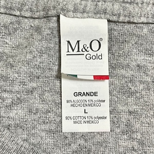 【M&Q GOLD】カレッジ カナダ McMaster University Mac マクマスター大学 ロゴ Tシャツ t-shirt  半袖 グレー LARGE メキシコ製 us古着