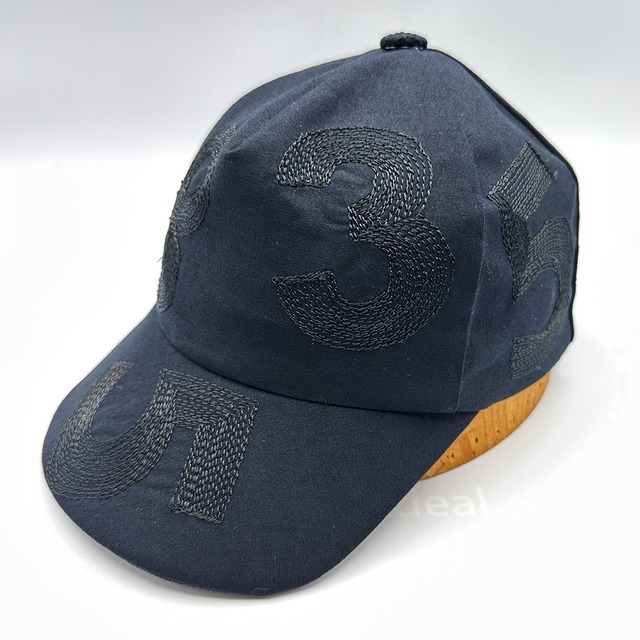 【受注生産／Build to order】 Cotton cap   コットンキャップ ナンバーステッチ ブラック×ブラック　帽子　キャップ　ネオンカラー