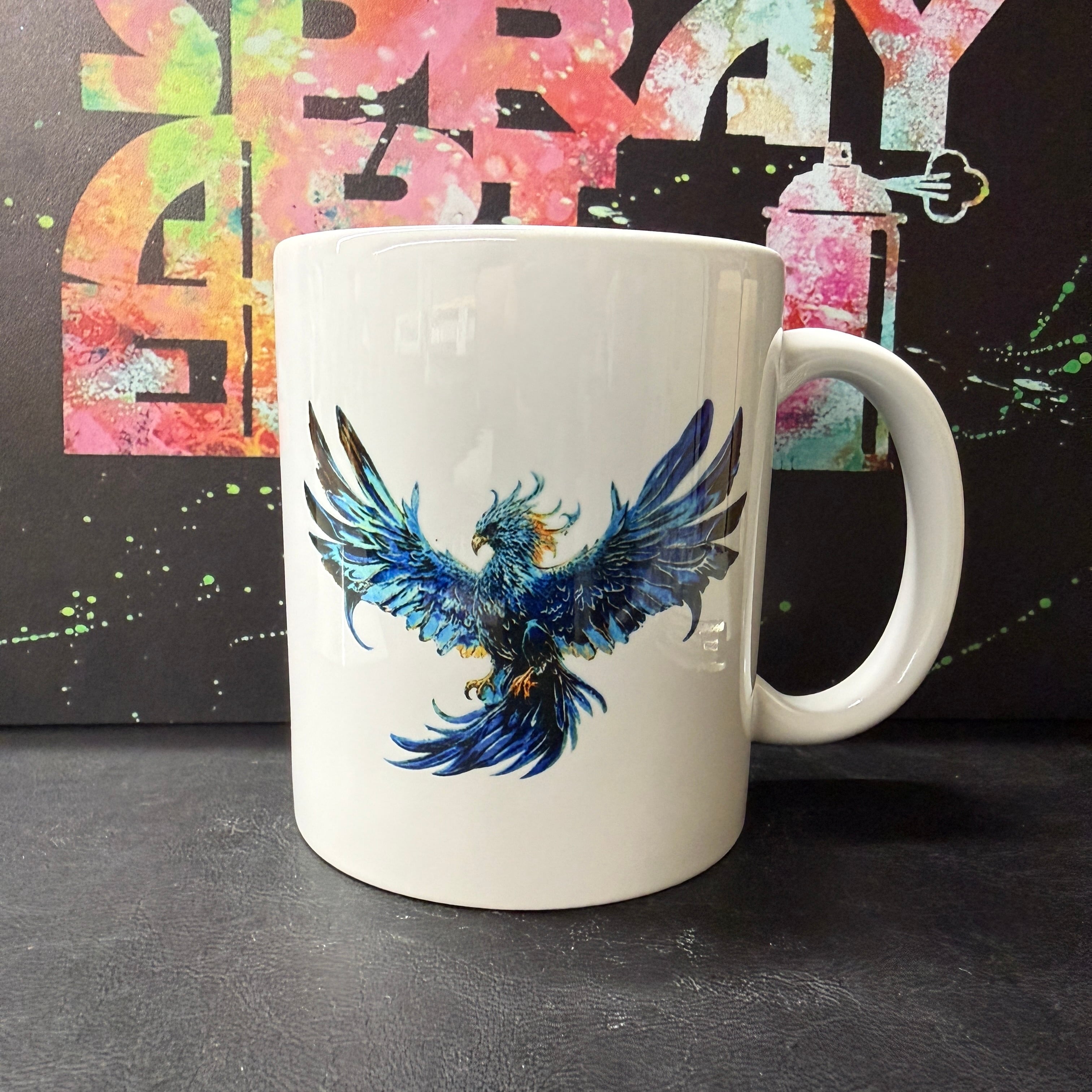 スプレーアート　エデン　原画　　鳳凰　W4サイズ マグカップ】41-1. 飛んでる鳳凰(青) | スプレーアートエデンショップ
