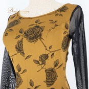 社交ダンス 衣装 ワンピース ドレス in the MOOD インザムード パーティ レース 花柄 高級感 上品 軽い ゴールド 黒 金 茶色 ゴールド系 ベージュ系 ブラウン系 フォーマル 上品 スタイリッシュ 日本製