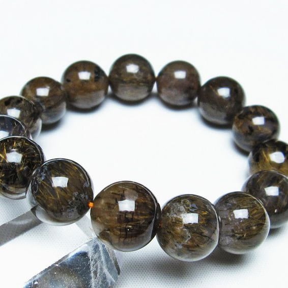 ルチルインアゲート ブレスレット 14mm アゲット 一点物 おまかせ便 111-29800