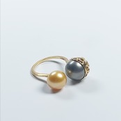 K18 Utopara Tahitian Pearl, South Sea Gold Pearl Broun Diamond Ring