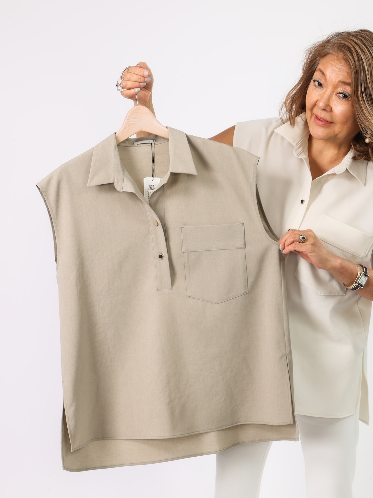 ノースリーブシャツブラウス(BEATRICE)