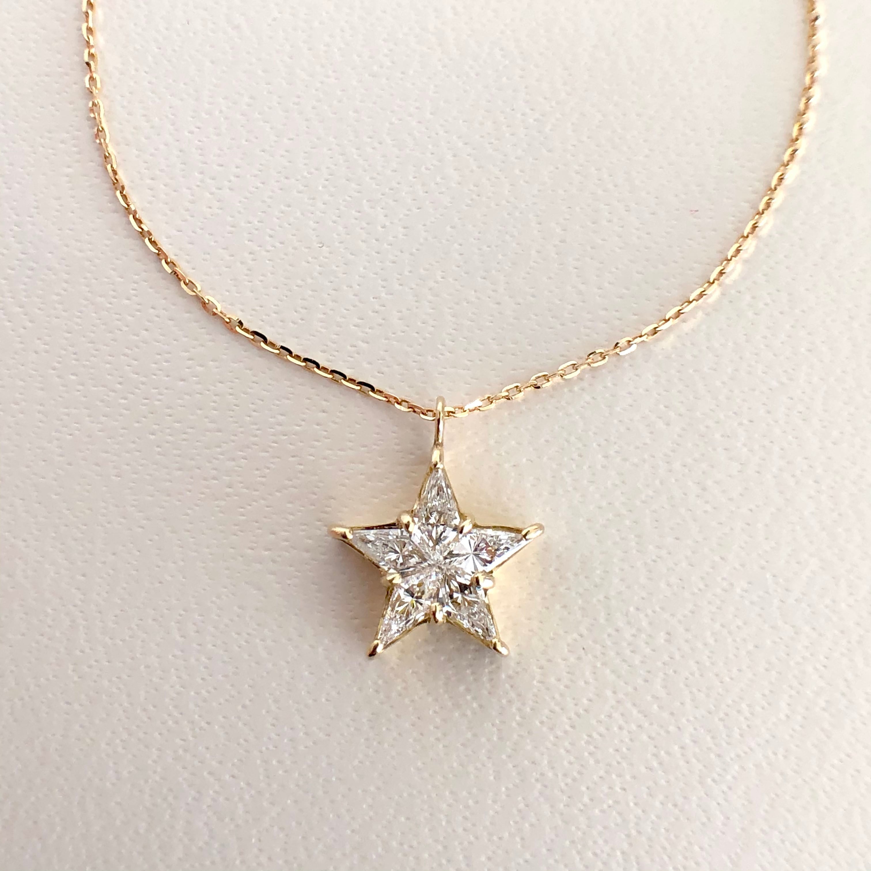 ファイブスター ダイヤモンド ペンダント 0.39ct K18イエローゴールド チェカ 鑑別書付