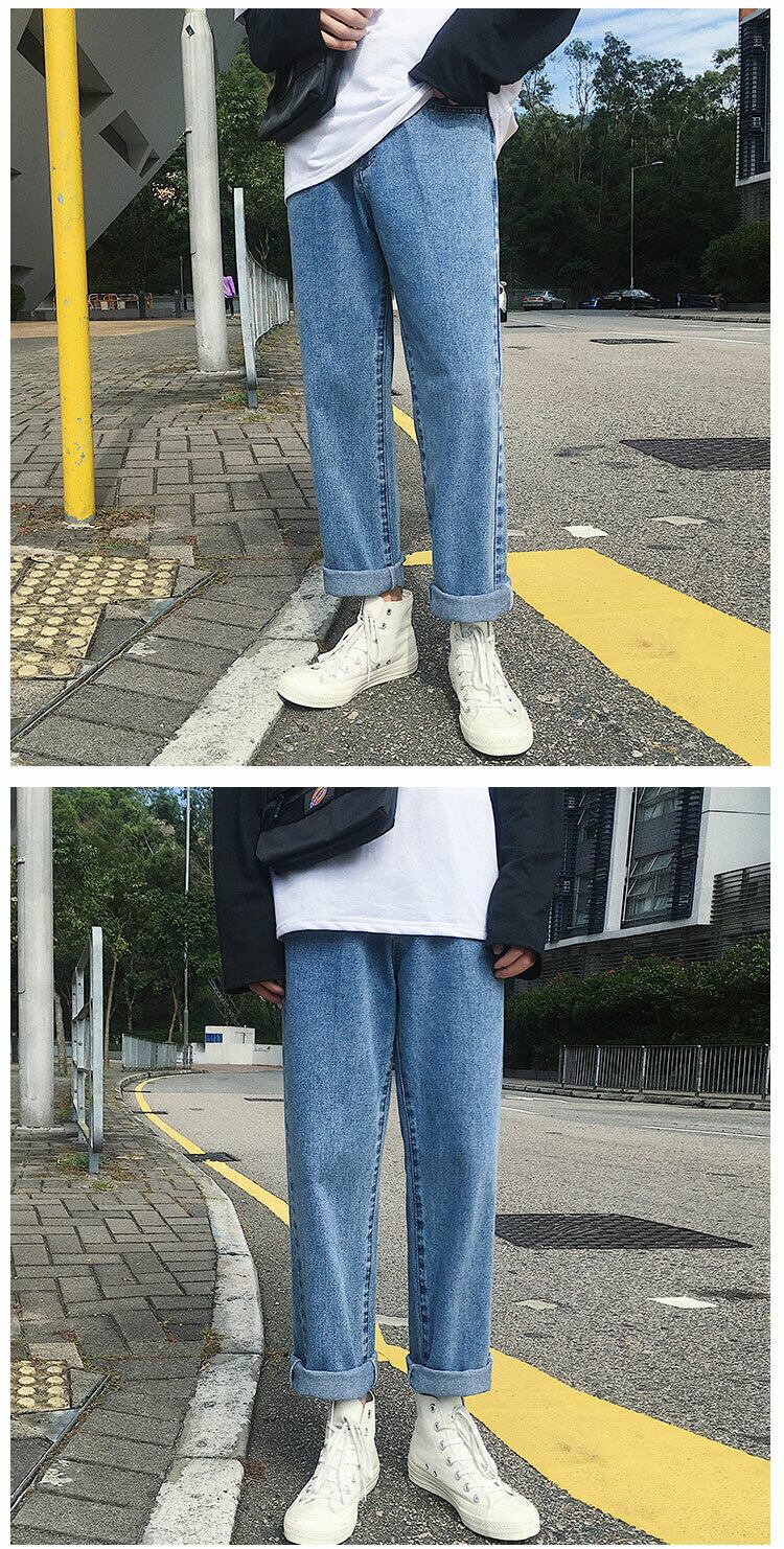 全1色 デニム パンツ ストレート カジュアル シンプル 無地