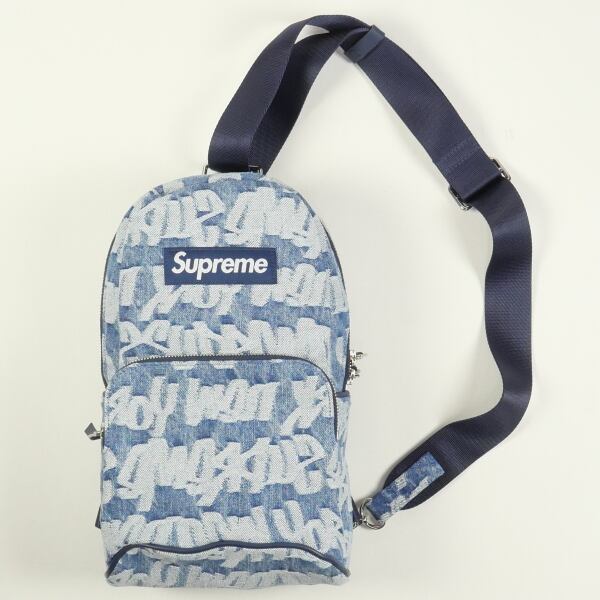 バッグ Supreme Fat Tip Jacquard Denim Sling Bag Supreme Fat Tip Jacquard Denim Sling Bag (SS22) - $118