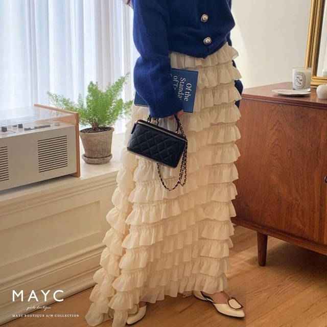 High waist layered cake skirt < 3colors>