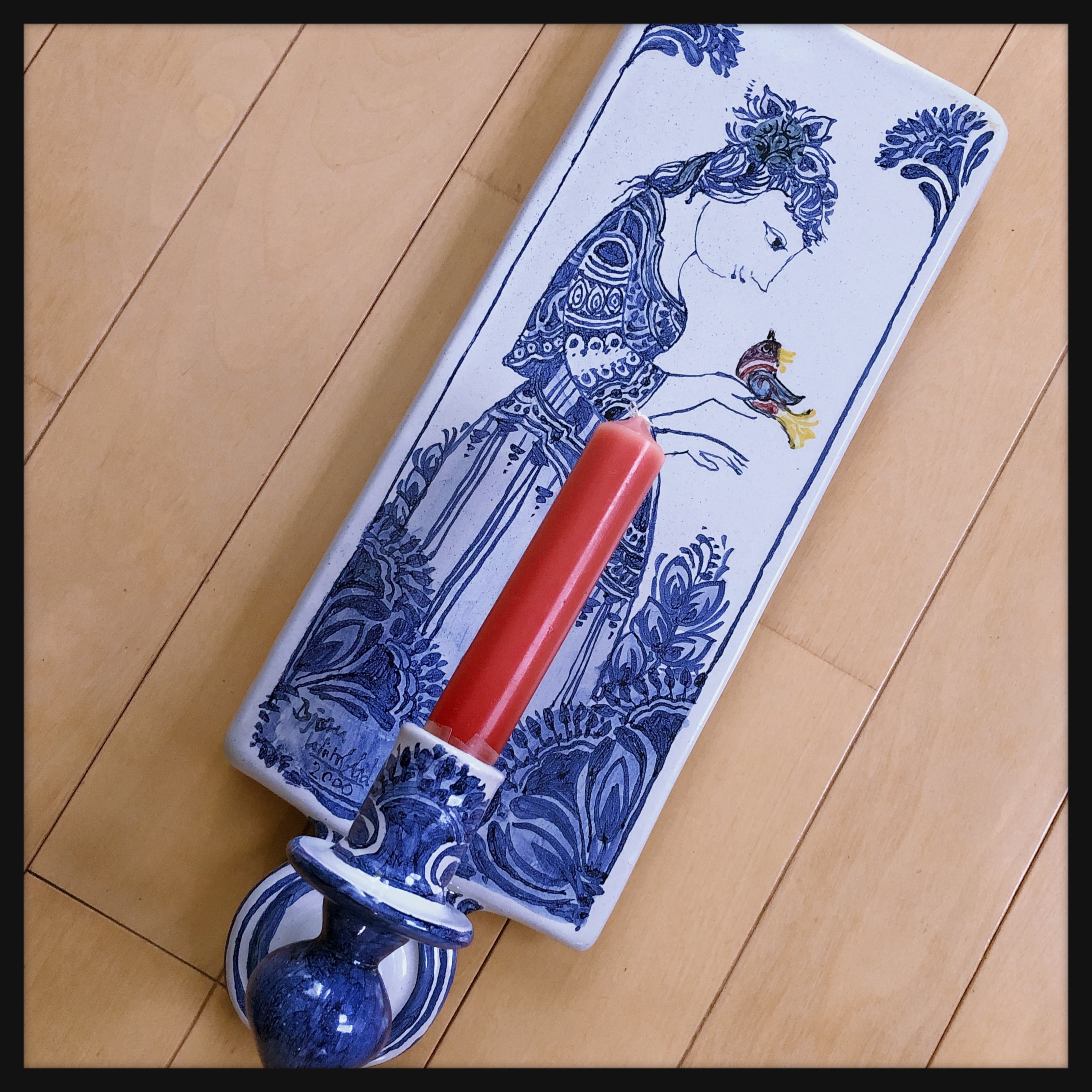 ビヨンヴィンブラッド手描き壁掛けキャンドルスタンドアートピース