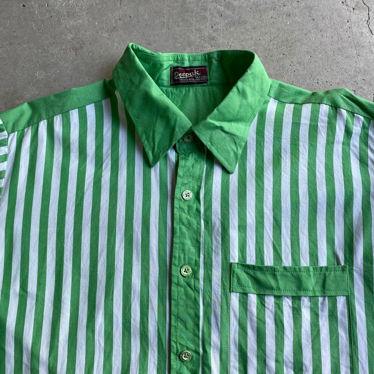 Deepak ストライプ柄 長袖シャツ メンズL相当 古着 ストライプシャツ