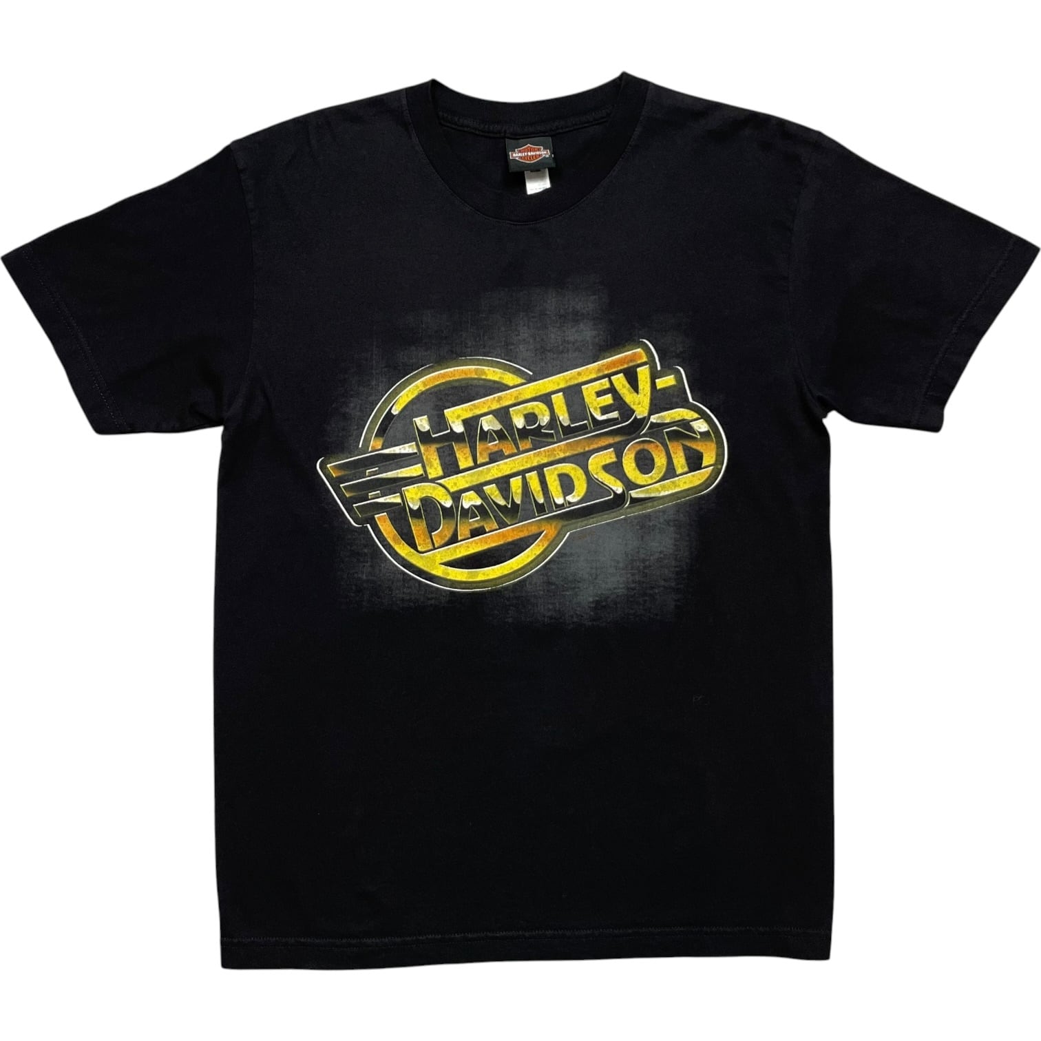 《L》Harley-Davidson ハーレーダビッドソン Tシャツ フロントプリント バックプリント フェード ブラックUSA製 no.10144