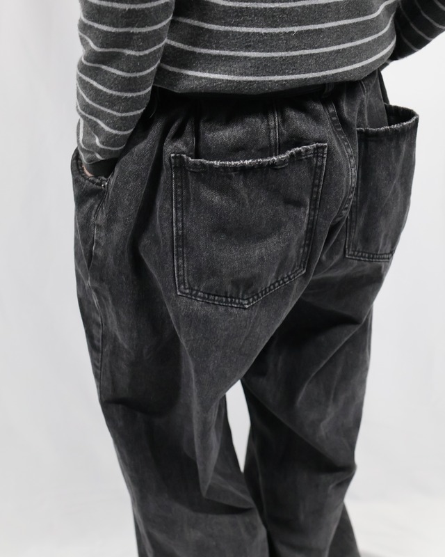 wide straight black denim pants