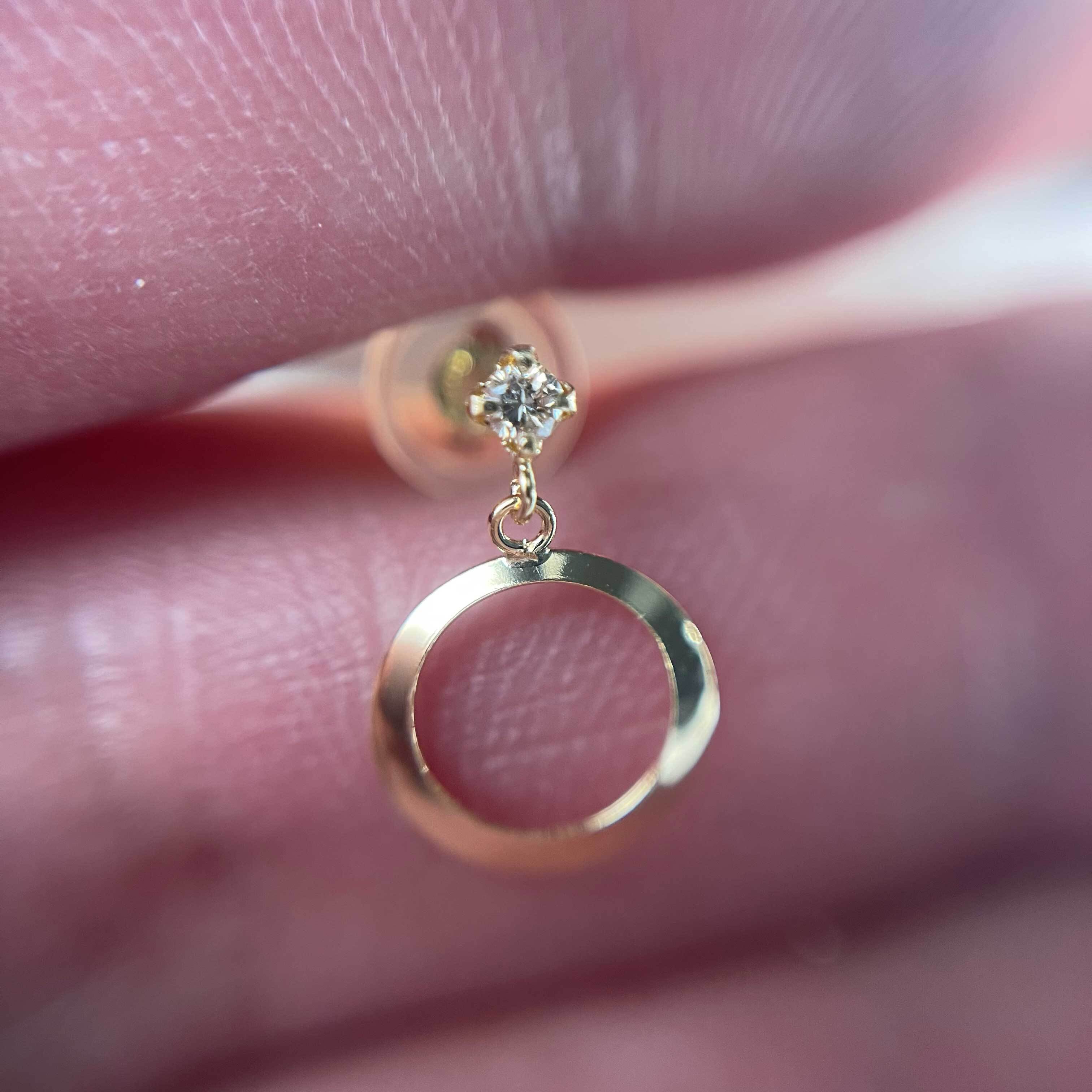 K10WG／K14WG】ホワイトゴールド ピアス 三日月 ダイヤモンド 0.06ct 