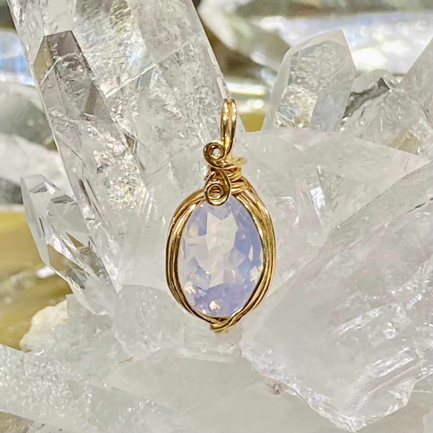 一点物】うるうる スコロライト ワイヤーラッピング ペンダント