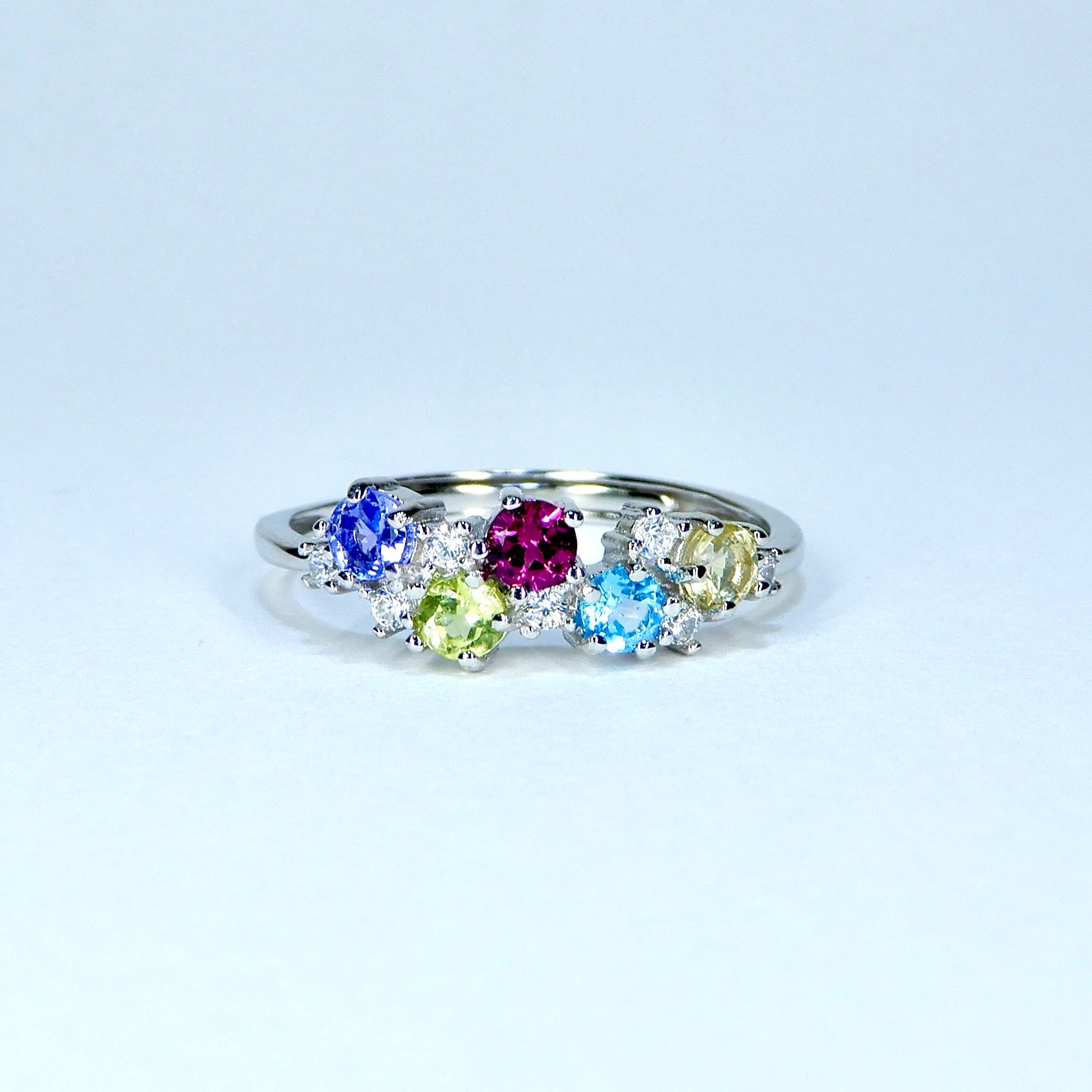 リースRing♦︎タンザナイト・ペリドット・ロードライトガーネット・ブルートパーズ・レモンクォーツ♦︎