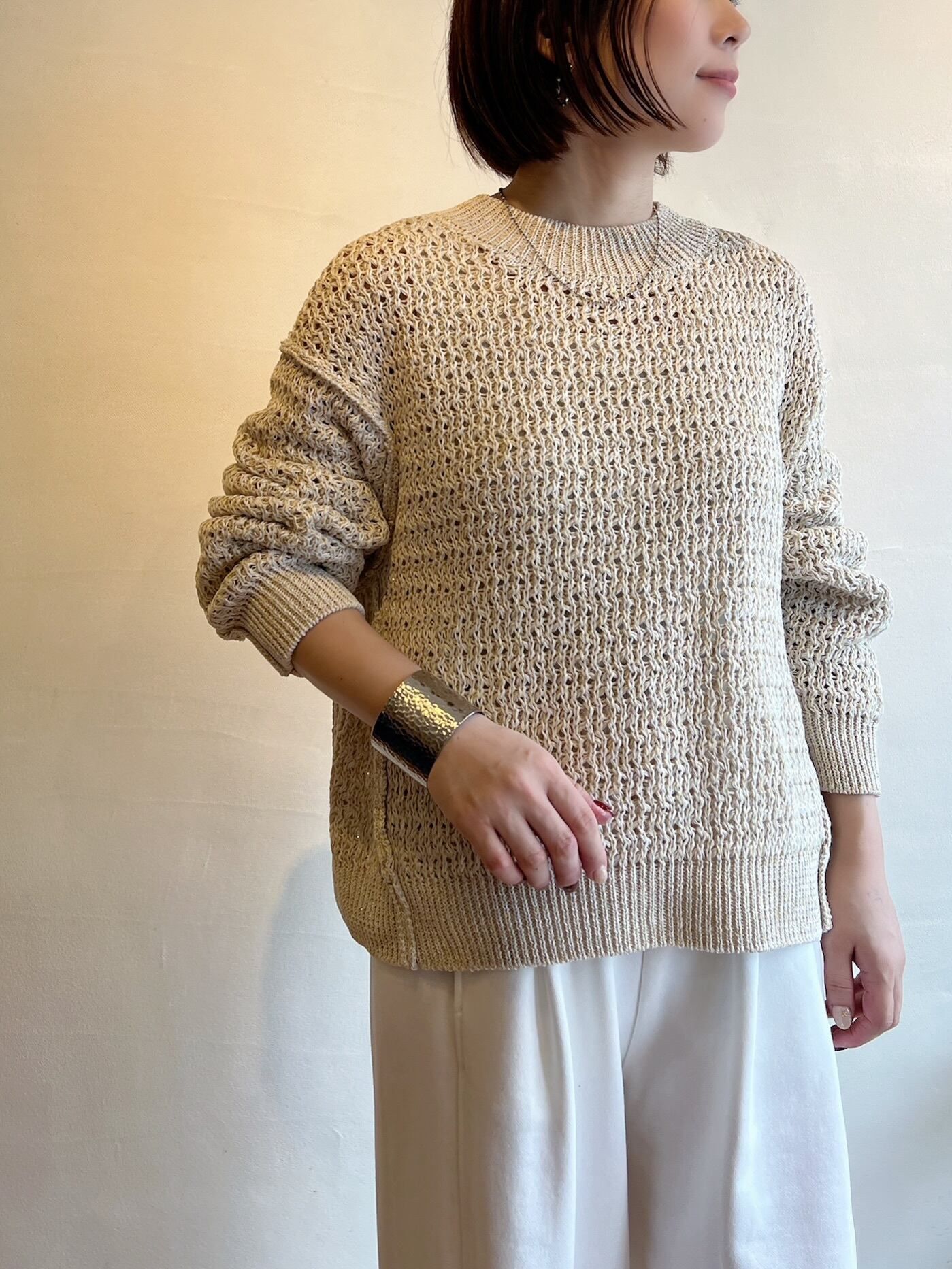 はるちゃ unfil ハニカムメッシュフリンジトップス unfil (アンフィル) double honeycomb mesh sweater / ダブルハニカム