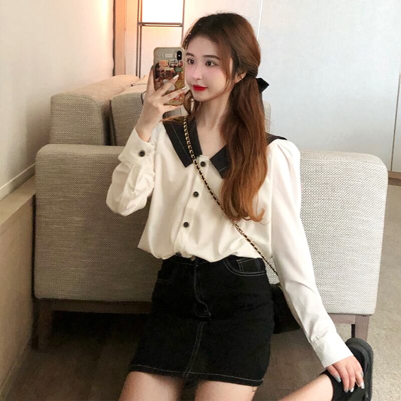 スタイルカラーシャツ ルーズトップス スプリング ロング 大人ガーリー スウィート キュート カジュアル 春物 萌量不足14866860223