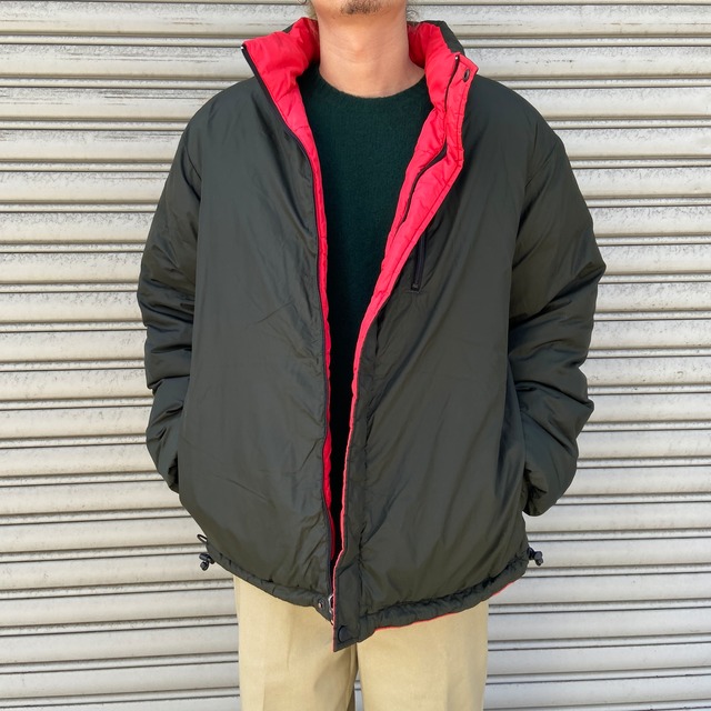 90s LANDS'END 中綿入りダウンリバーシブルブルゾン ナイロン L