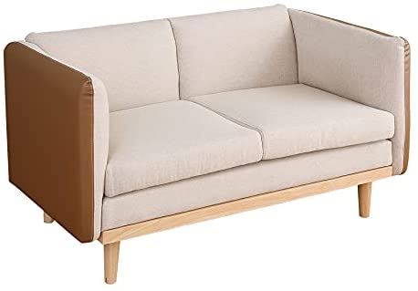 2人掛けソファ バイカラー ファブリックとフェイクレザーを組み合わせ ソファー