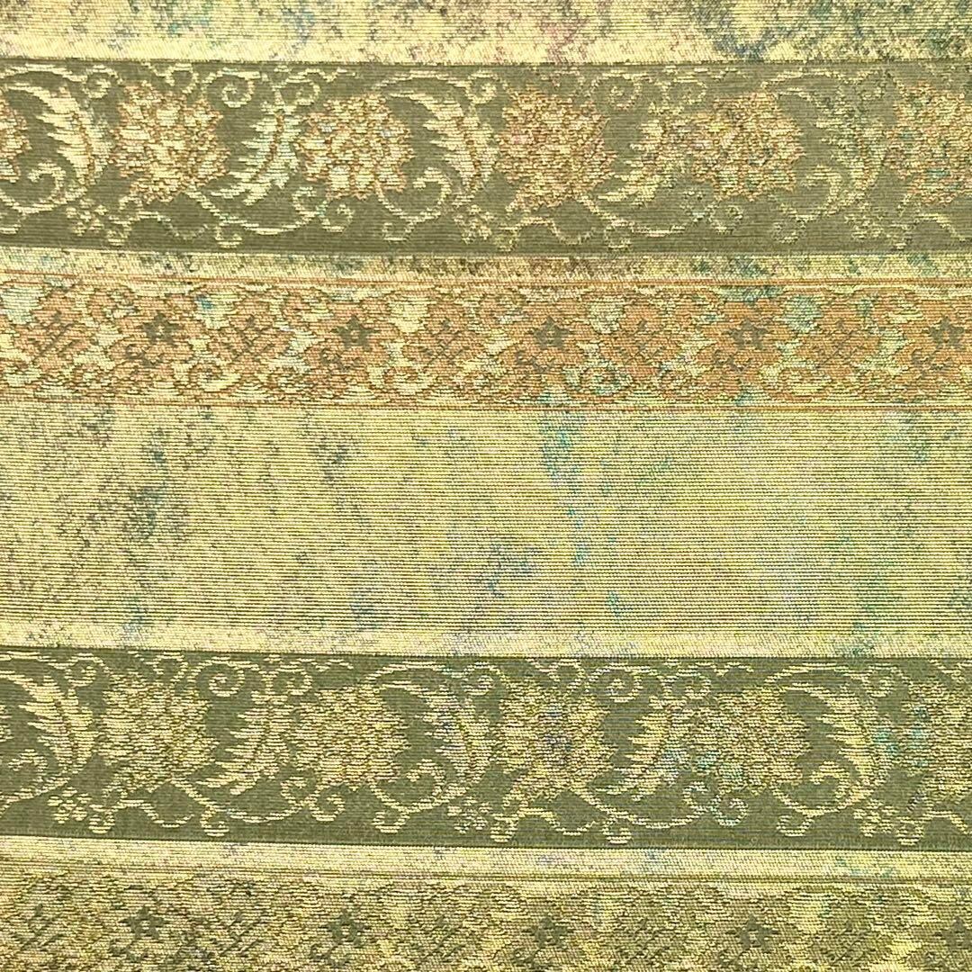 袋帯 名物裂間道 横段花唐草模様 金色 しつけ糸 O-3799 | リユース着物  