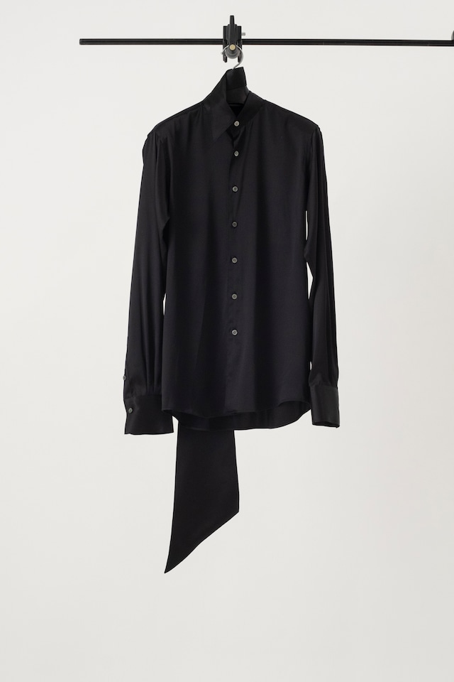 Long Collar Shirt Silk Satin