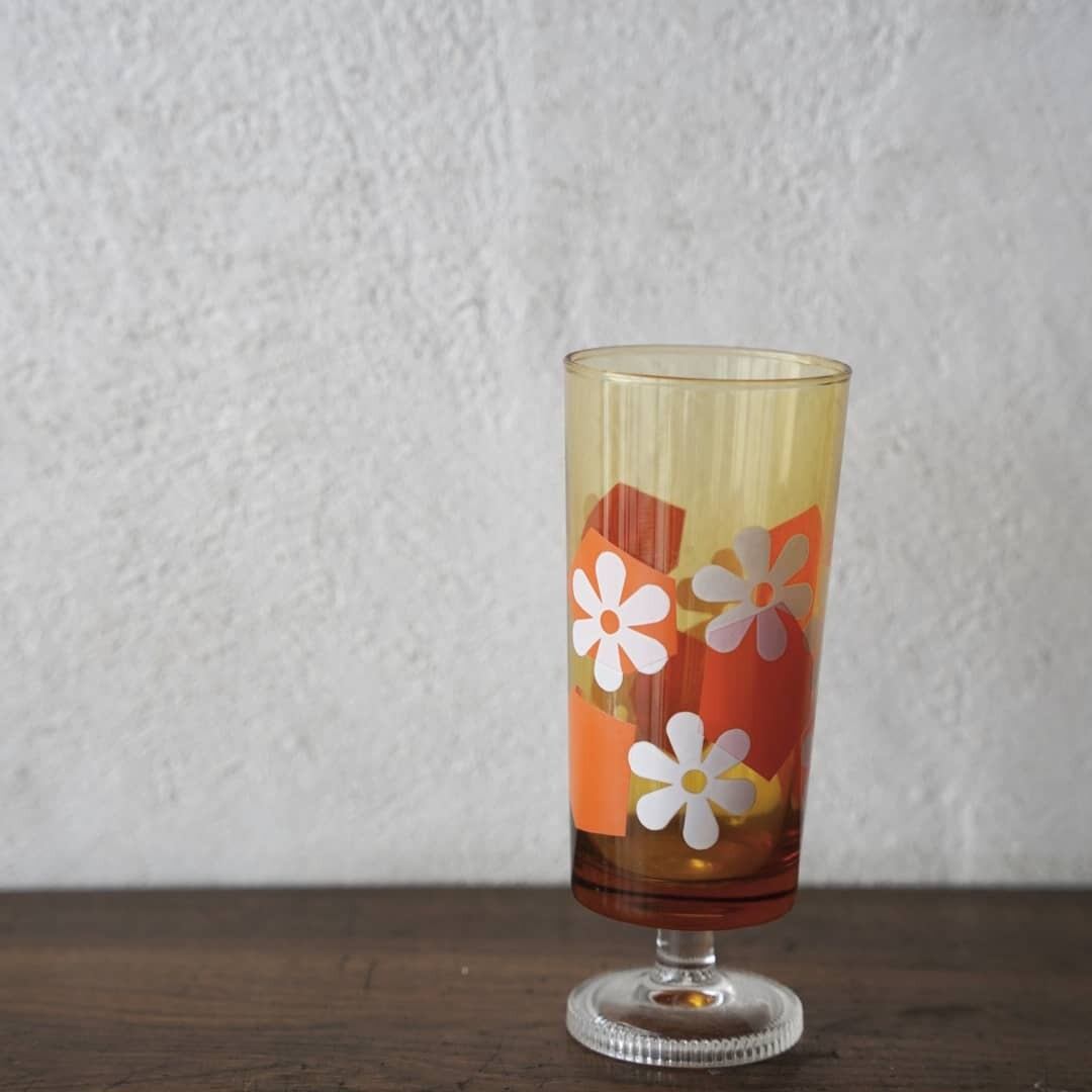 ̗昭和レトロ アデリア足つきグラス2個セット ̖´- | piece. - antique