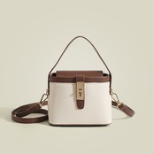 バイカラー トップハンドルボックスショルダーバッグ H0053