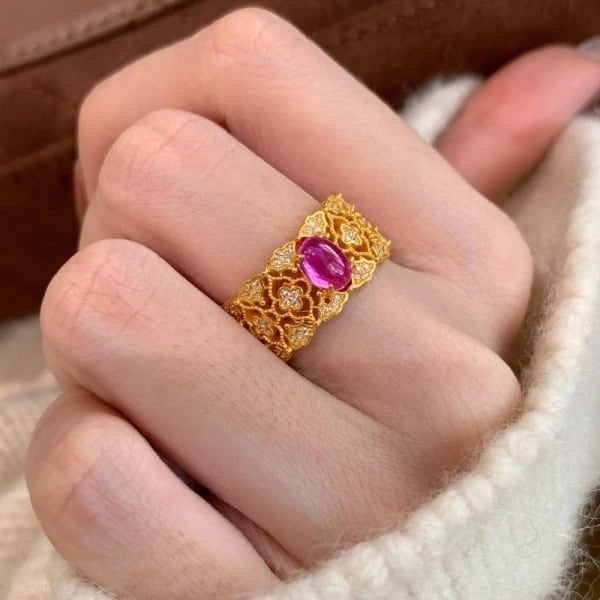 金アレ対応 ルビーフラワー レースリング(0981)