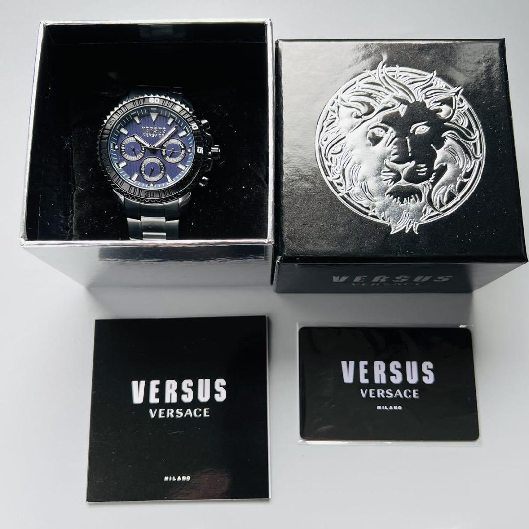 《ヴェルサーチ》VERSACE クロノグラフ メンズ腕時計 黒