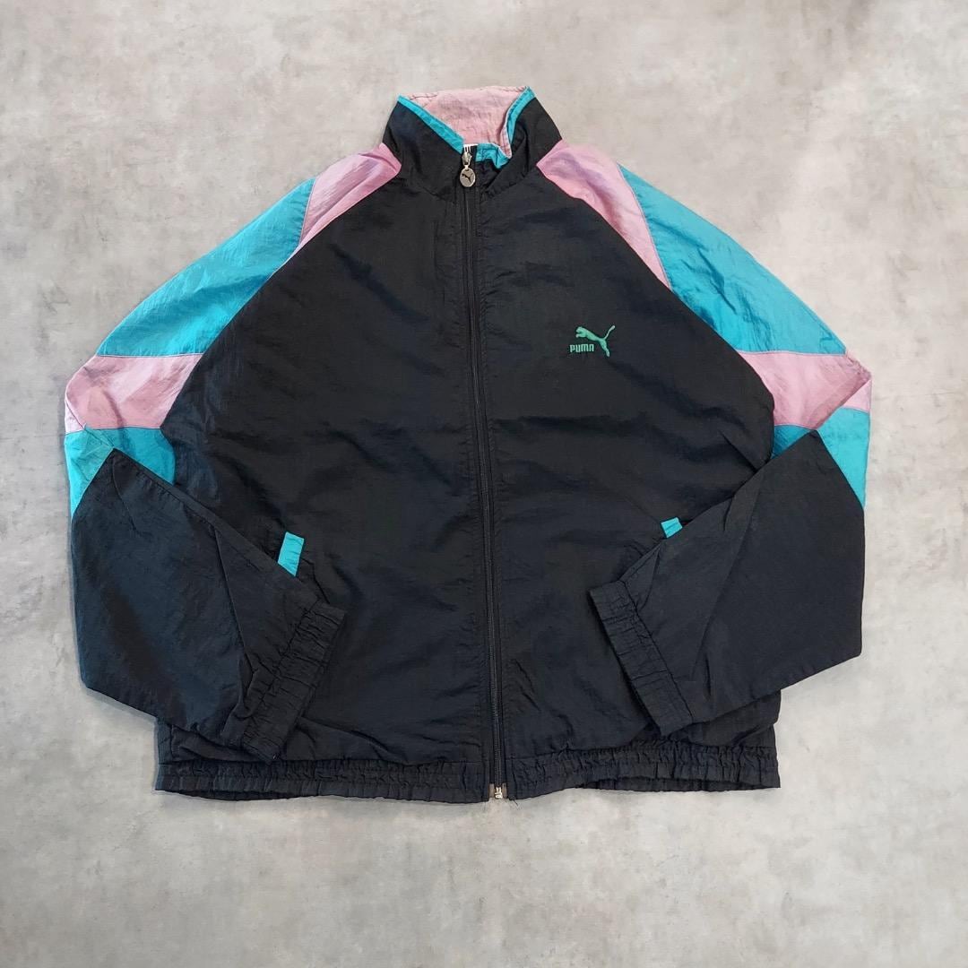 PUMA プーマ ナイロンジャケット 古着 90s 刺繍 XL 黒 16847