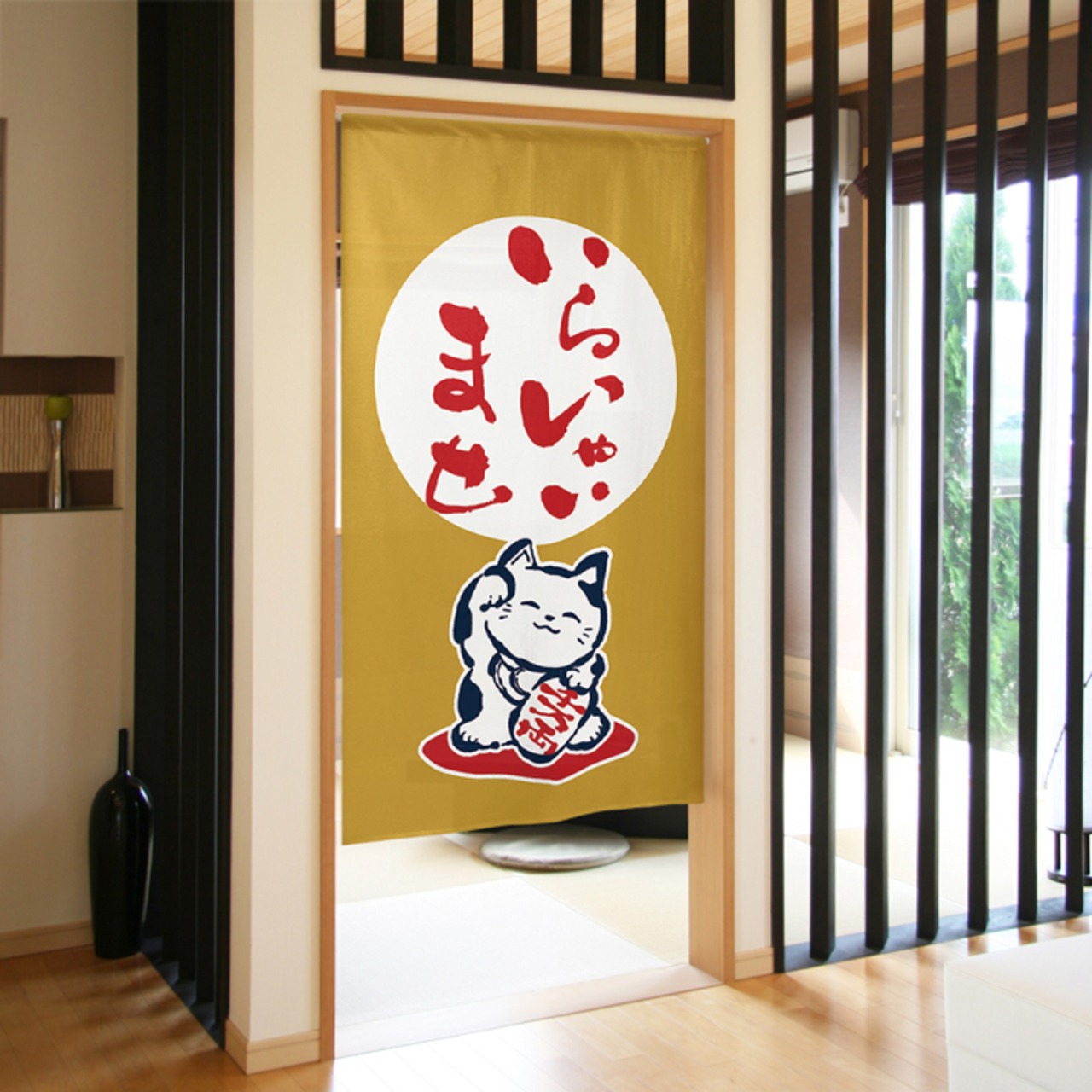 【受注生産】 のれん 招き猫 ＜いらっしゃいませ＞  幅85ｘ丈150cm