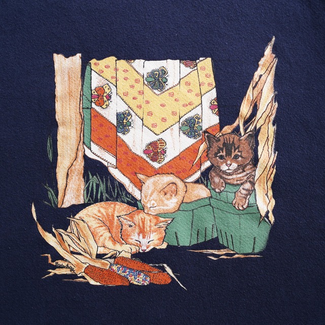 sleeping cats print  loose silhouette l/s sweat