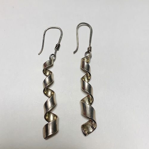 Vintage Silver Twist Pirced Earrings Made In Mexico