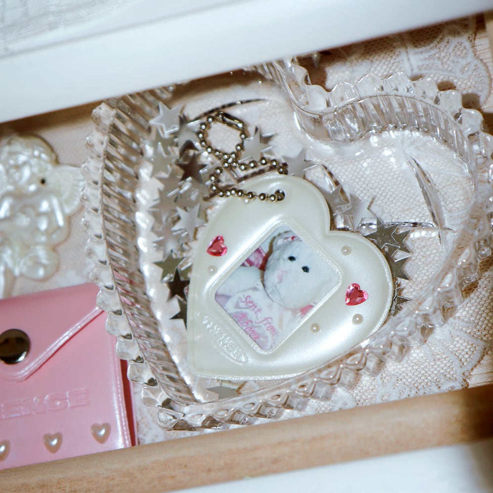 Shimmer フォトフレーム キーホルダー (Cream Heart) | THENCE