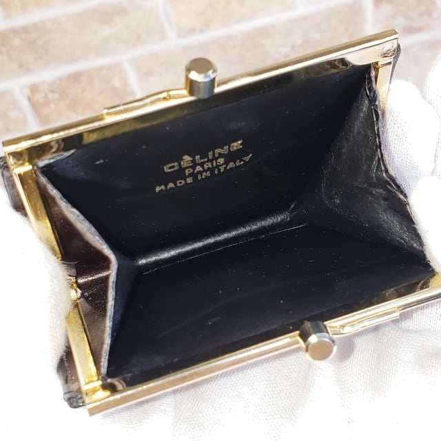 セリーヌ CELINE ☆ ヴィンテージ レザーコンビ がま口 小銭入れ セリーヌ CELINE ☆ ヴィンテージ レザーコンビ がま口 小銭入れ