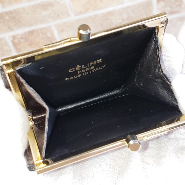 セリーヌ CELINE ☆ ヴィンテージ レザーコンビ がま口 小銭入れ  