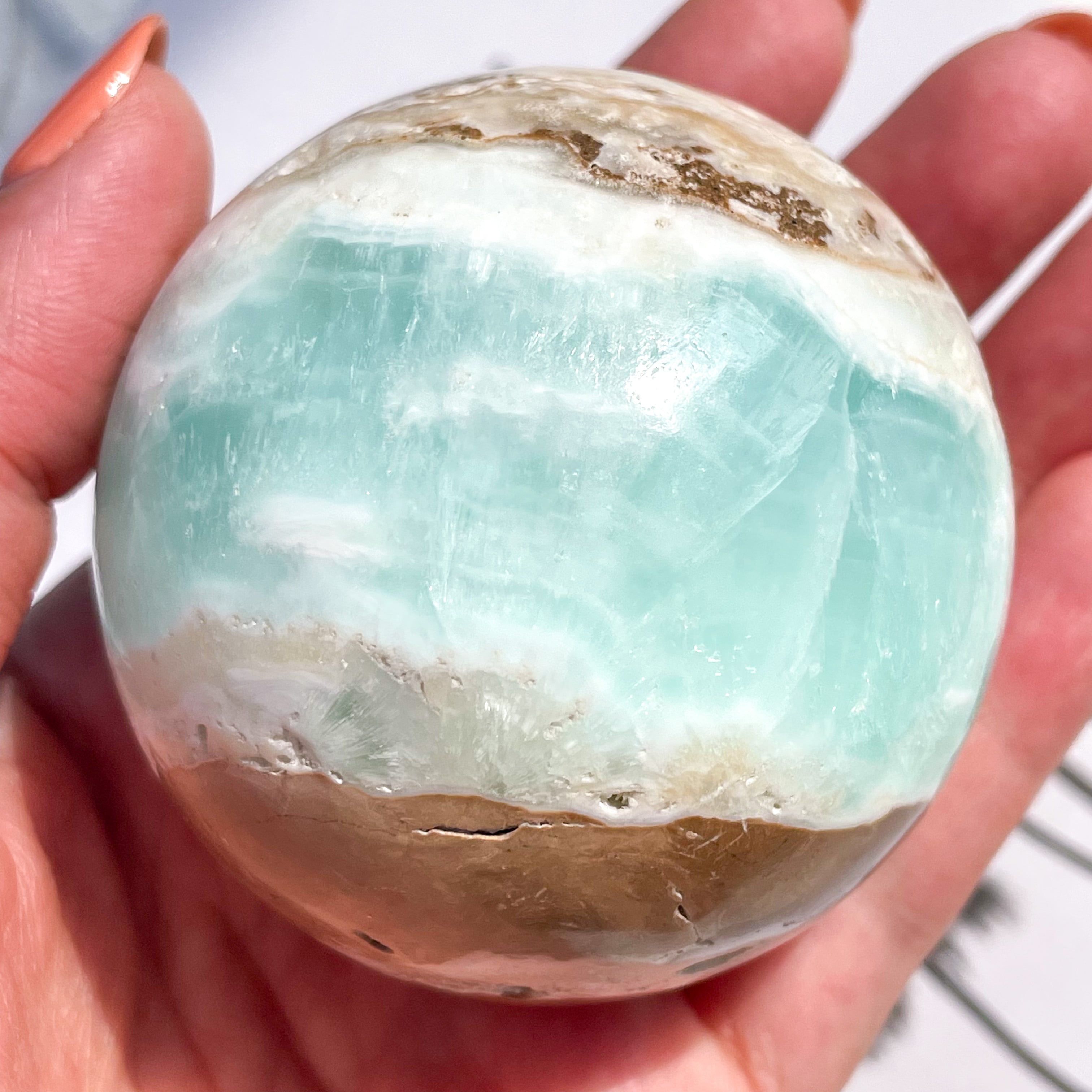 High Quality Caribbean Blue Calcite Sphere 6 ✧ カリビアンブルー