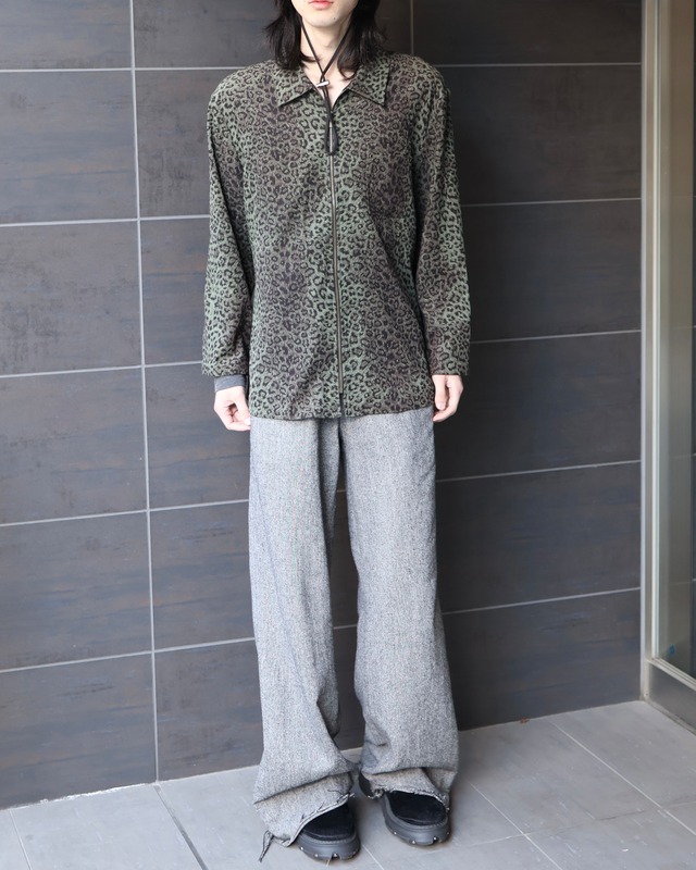 Leopard design zip-up blouson
