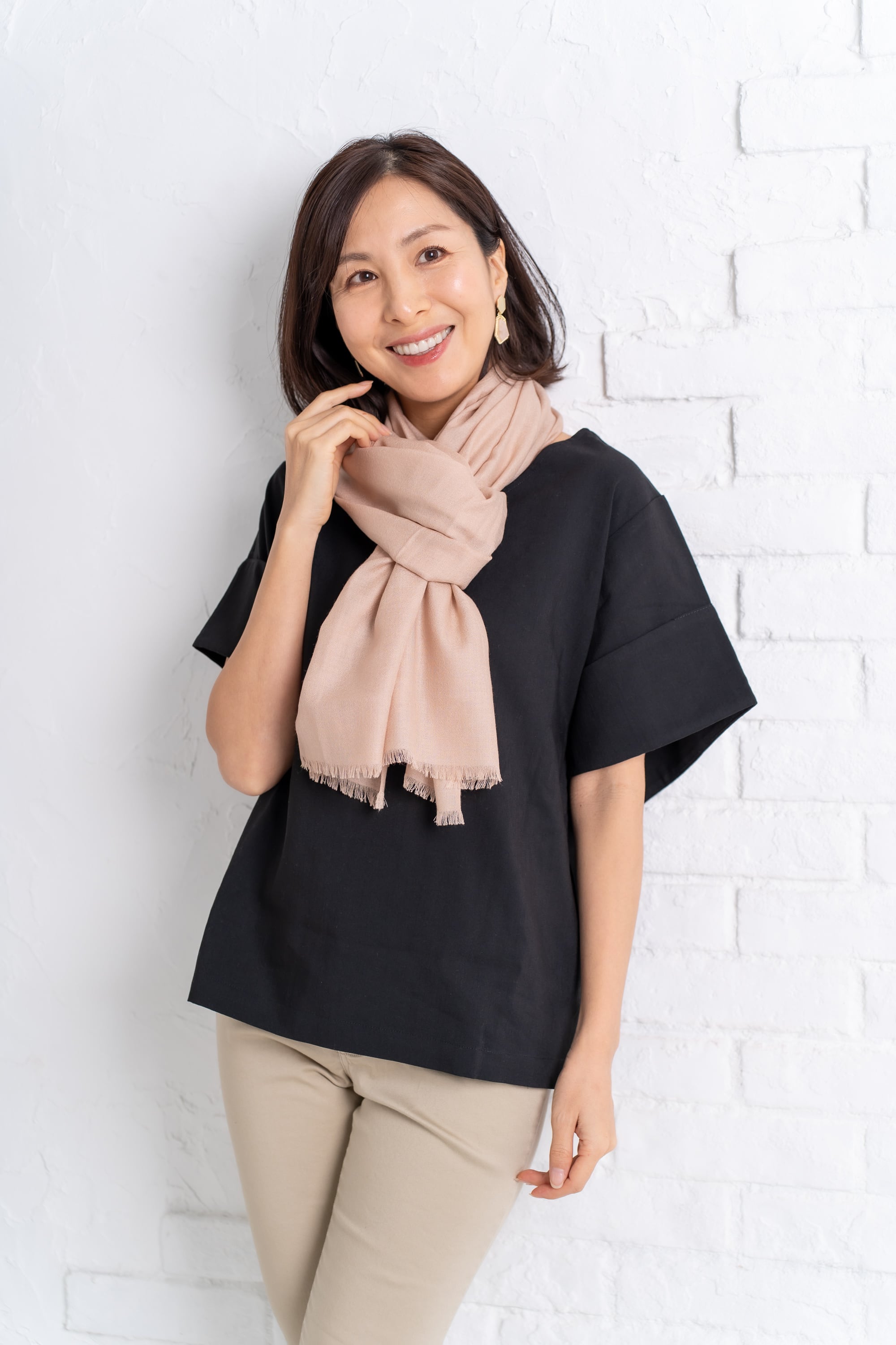 Kinukake - キヌカケ/ベージュ カシミヤ50%シルク50%ストール 幅65cm